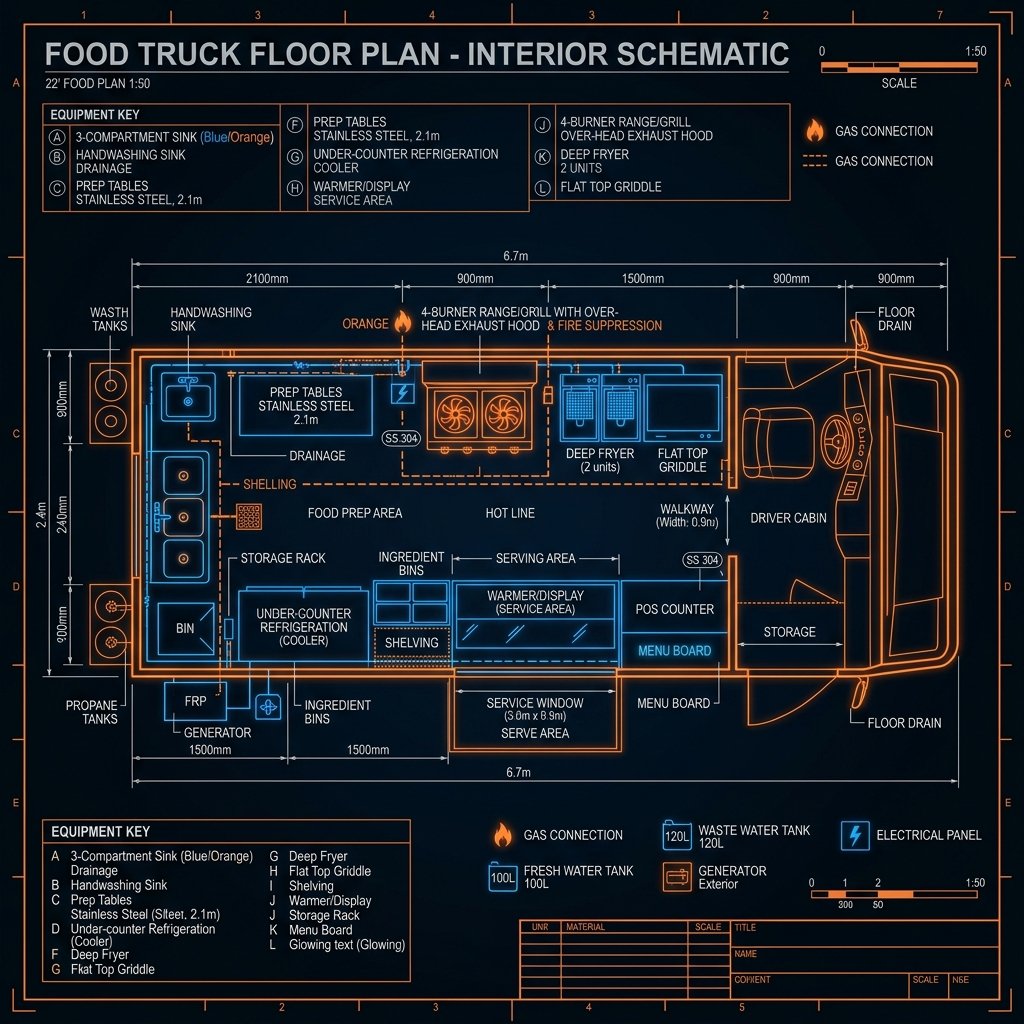Food Truck Floor Plan Blueprint